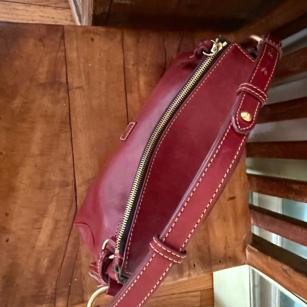Dooney & Bourke Florentine Leather Zip Hobo Bordeaux  Medium Shoulder Bag - Picture 9 of 14